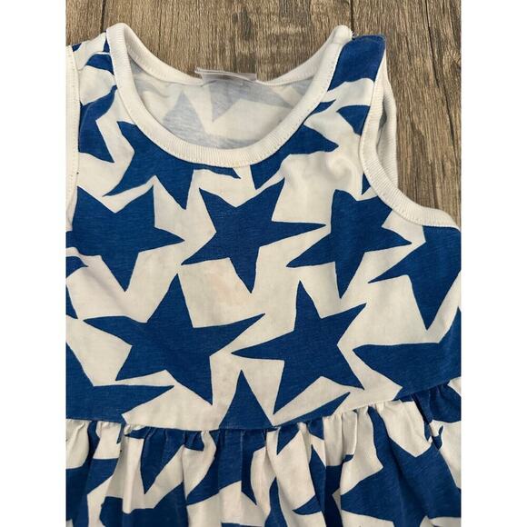 Hanna Andersson Girls' Blue White Sleeveless Star Print Pocket Dress Size 4 - Picture 2 of 6
